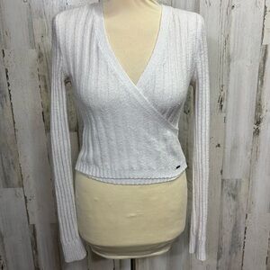 Hollister Y2K Cropped‎ White Wrap Sweater